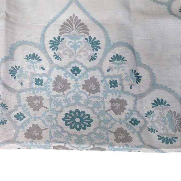 Morrocan Style Floral Pattern Polyester Fabric Shower Curtain, 72x72, Blue/White - Picture 3 of 12